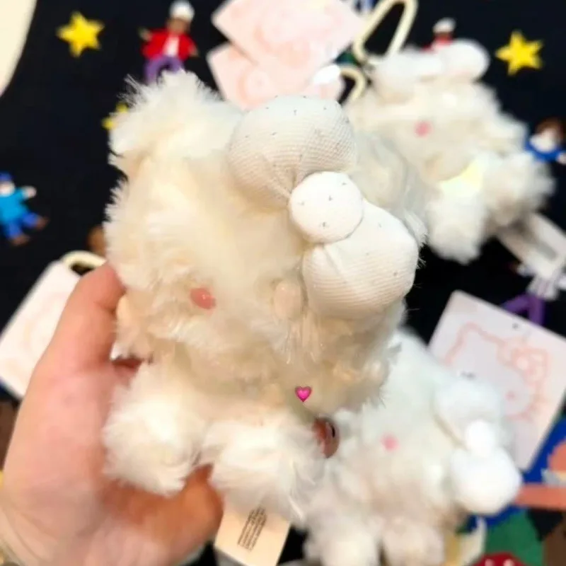 พวงกุญแจตุ๊กตาเฮลโลคิตตี้ขนฟูสีขาวแบบอเมริกัน ของเล่นตุ๊กตาแมวคิตตี้สำหรับกระเป๋าเป้สะพายหลัง