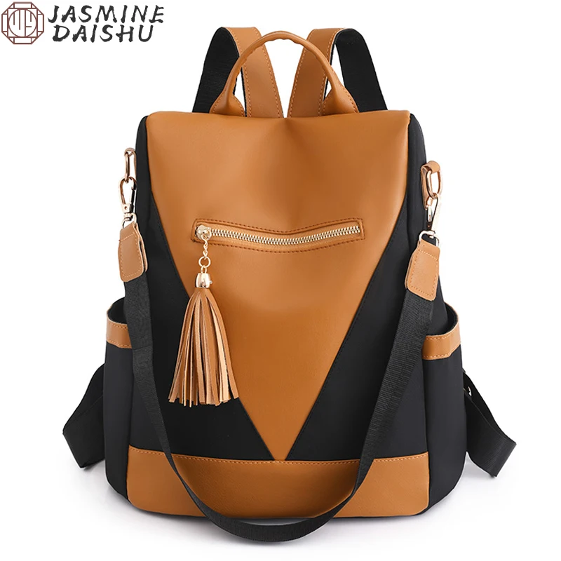 Women Casual Anti-theft Backpacks Patchwork Color Large Capacity Backpack Nylon Fabric Youth Backpack Student Travel Backpacks