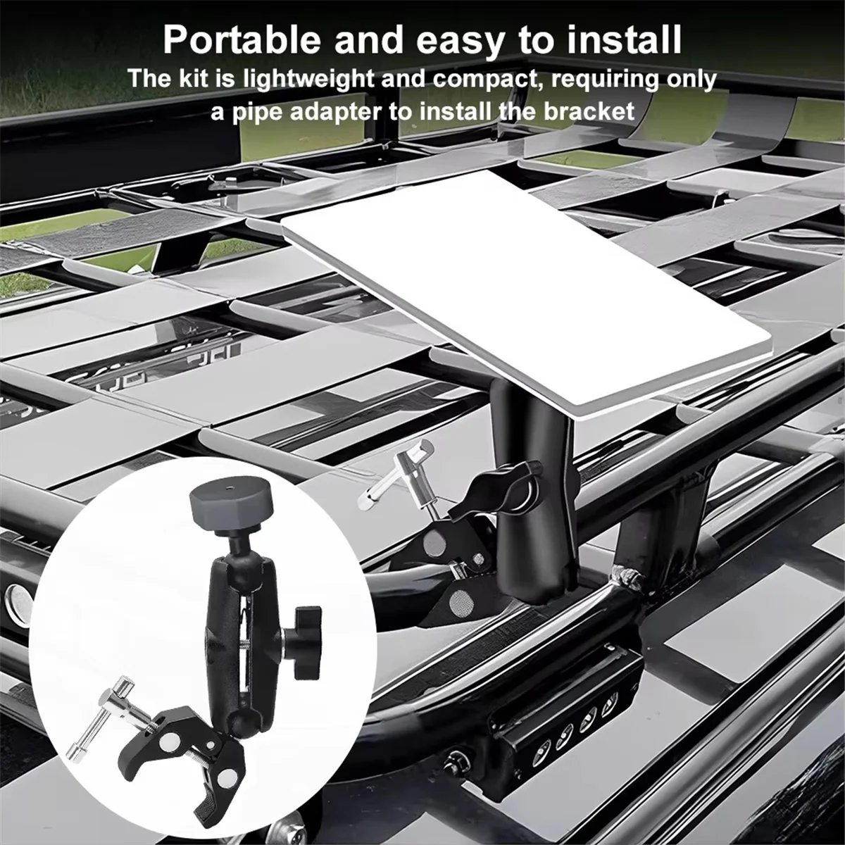 

YHYS For Mini Mount Adjustable Clamp Bracket Kit Clamp Mount for RV Ladders Roof Rack Balcony