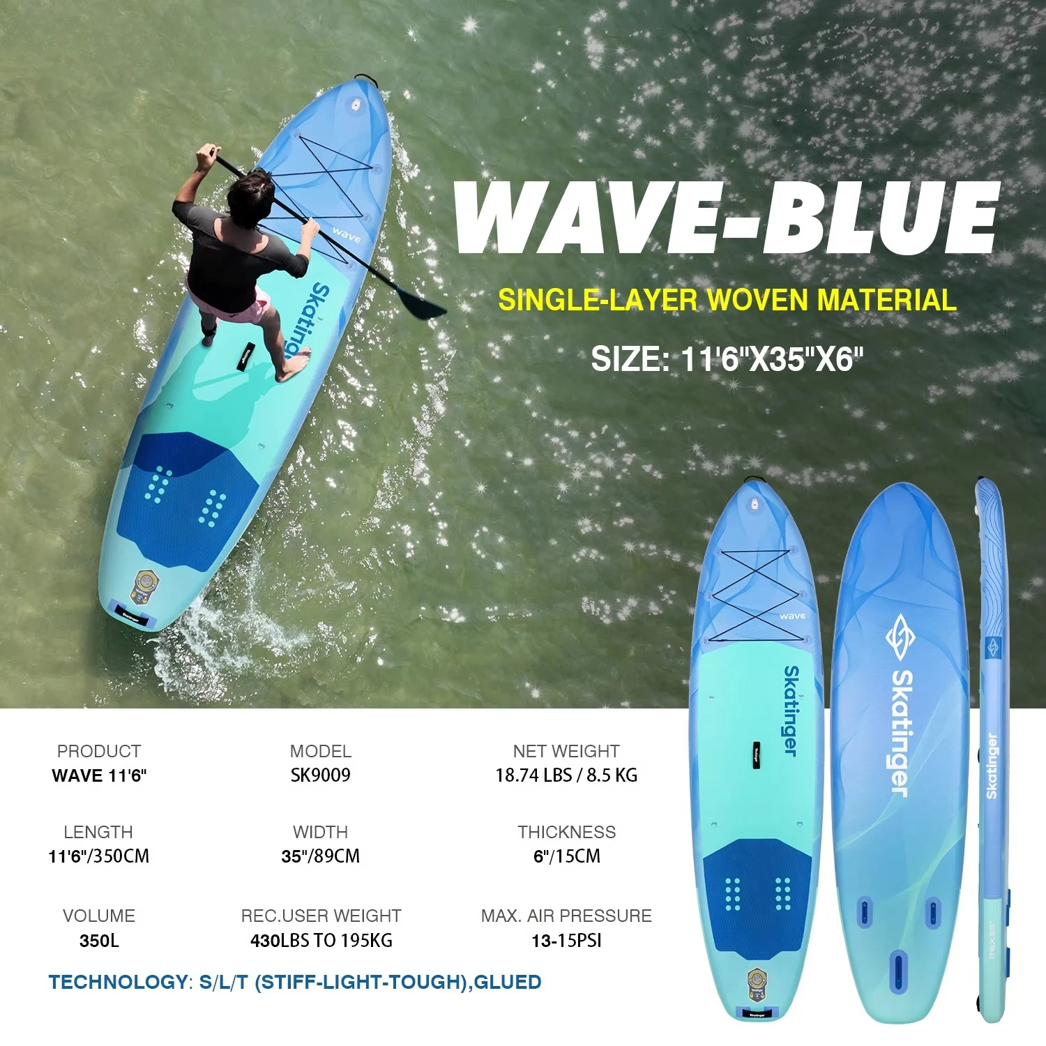 2026 Woven Drop Stitch Eco- Friendly Wide Stable Sup Stand up Paddle Padel Board Paddleboard