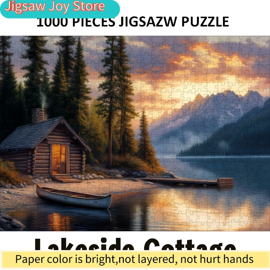 

Пазл на 1000 элементов - Сцена у озера с величественными горами и спокойной водой, высококачественный картон, 27,56x19,69 дюймов, идеальный вариант.