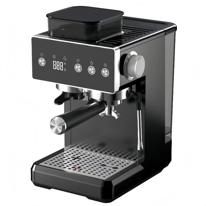 

20Bar Espresso Machine With Built-In Grinder & Milk Frother, Compact Stainless Steel Coffee Maker For Latte & Cappuccino