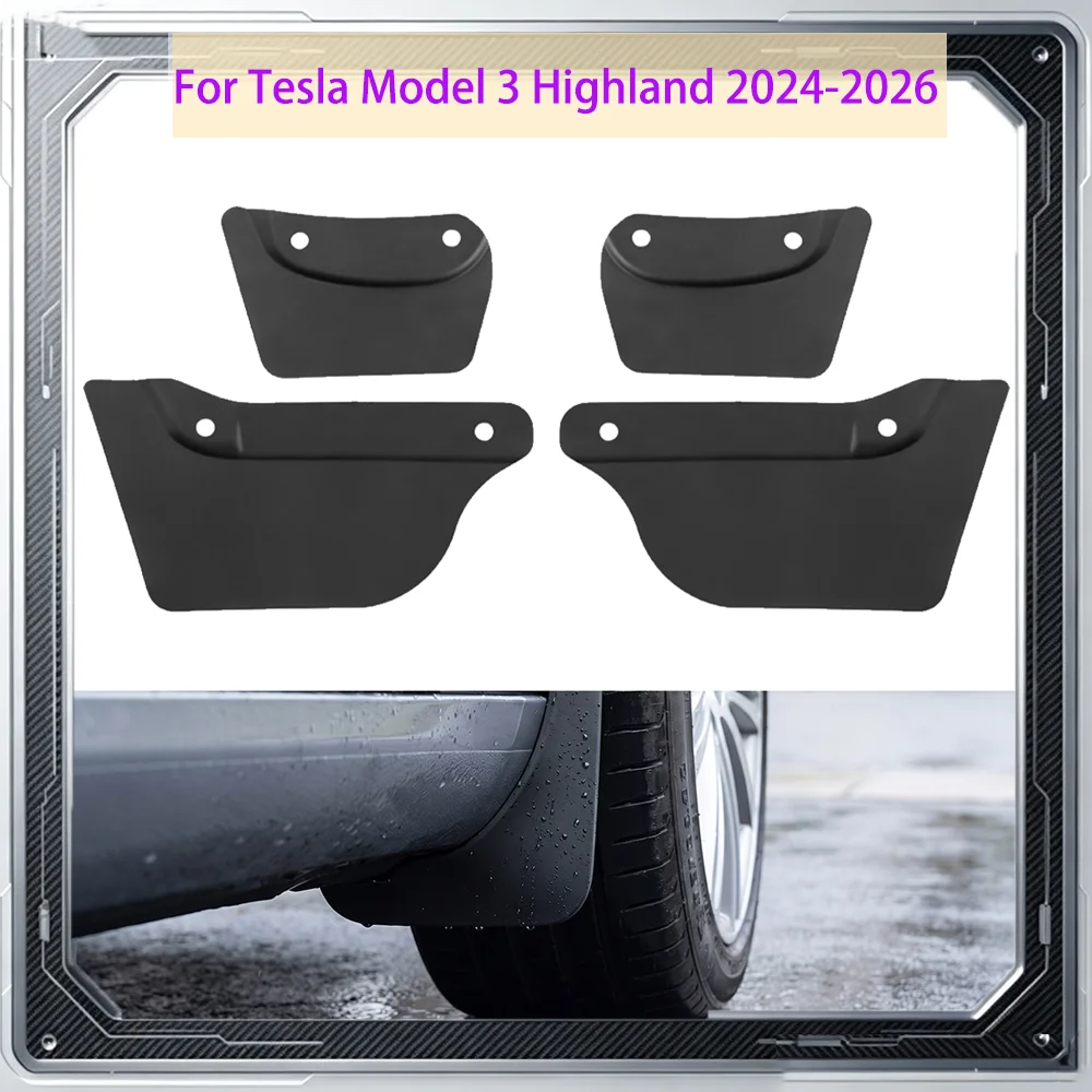 Upgraded Mud Flaps Mudguards For Tesla Model 3 Highland 2024-2026, Fender Splash Guard Anti-Sand Protector Cover Car Accessories