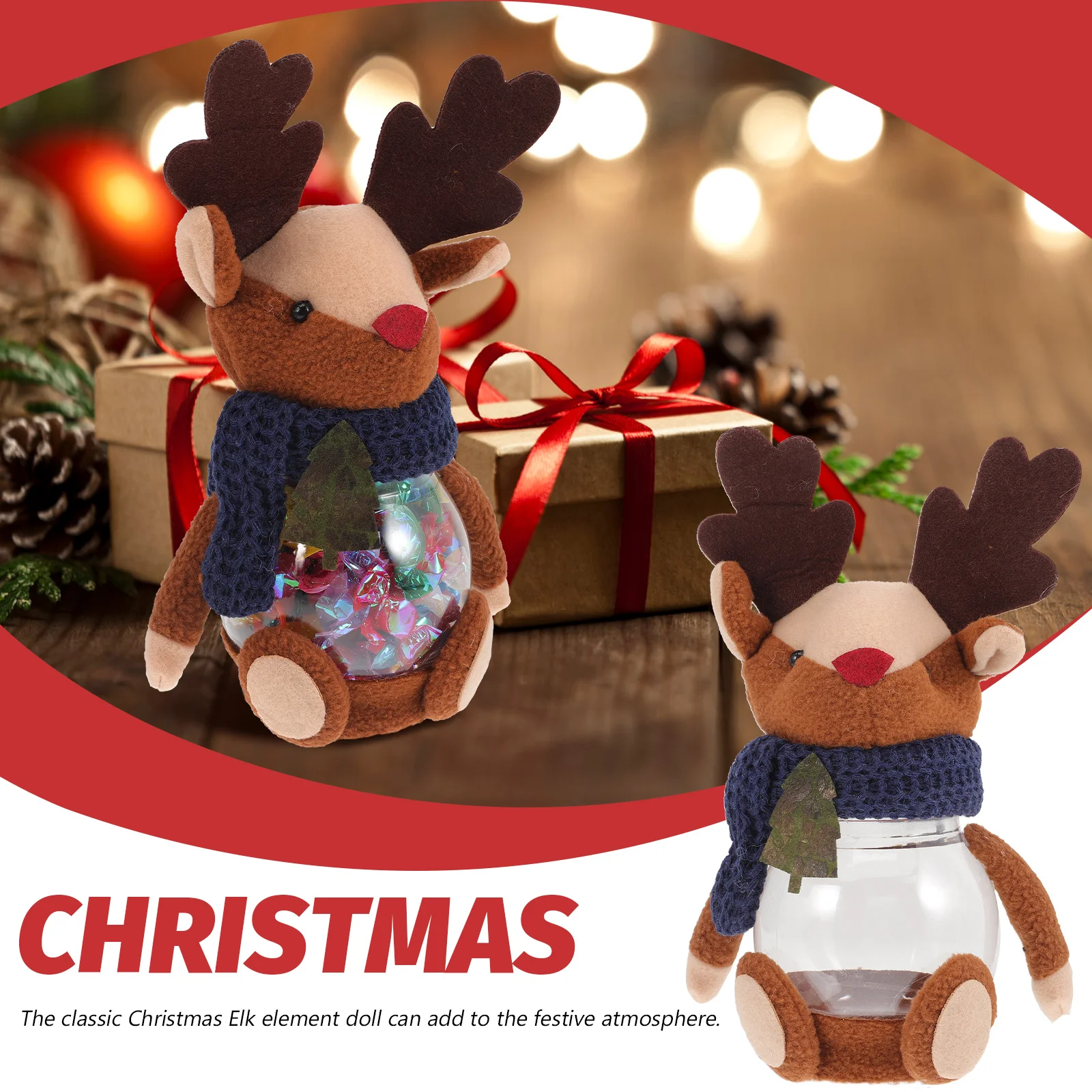 1 قطعة برطمان حلوى عيد الميلاد صندوق تخزين كرتوني شفاف للحلويات والشوكولاتة يعامل المهرجان هدية البسكويت ديكور الحفلات عيد الميلاد #2