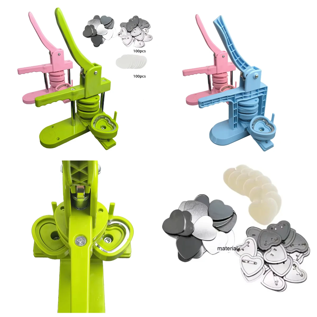 

WJW DIY Craft Heart-Sharped Plastic Badge Button Making Machine Button Pin Maker Badge Making Machine