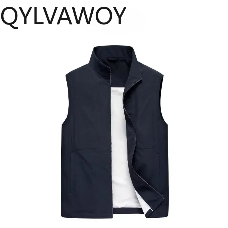 

QYLVAWOY 85.5% Полиамидный высококачественный мужской жилет-безрукавка с воротником-стойкой для делового и повседневного стиля
