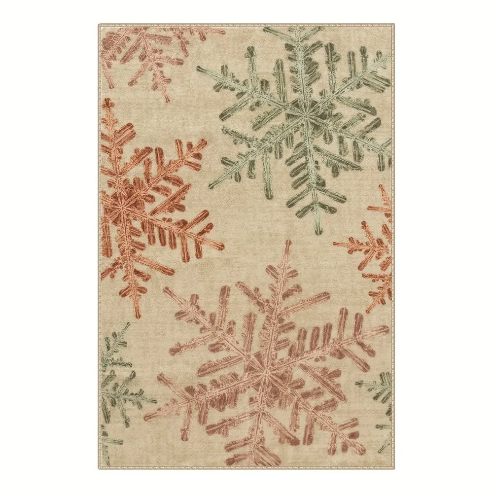 Large Living Room Carpet Winter Snowflake Printed Area Rug Soft Non-Slip Flannel Floor Mat Aesthetic Home Decoration