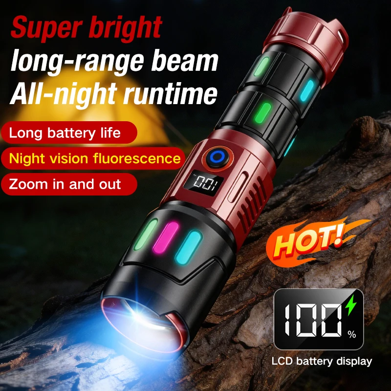 White Laser Ultra Bright Flashlight Charging, Outdoor Flashing, Patrol, Long-Range Shooting, Multifunctional, Ultra Lo
