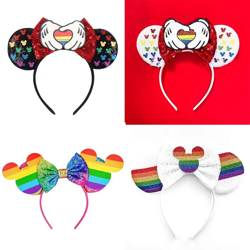 Rainbow Mickey Mouse Ears Headbands Girls Minnie The Magic Hat Hair Bands Women Disneyland Hair Band Baby Disney Hairband Kids