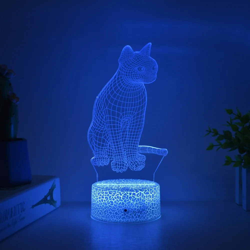 Nighdn Cat 3D Night Light for Bedroom Decoration 7 Colors Changing 3D Illusion Lamp Birthday Christmas Gifts for Kids and Elders