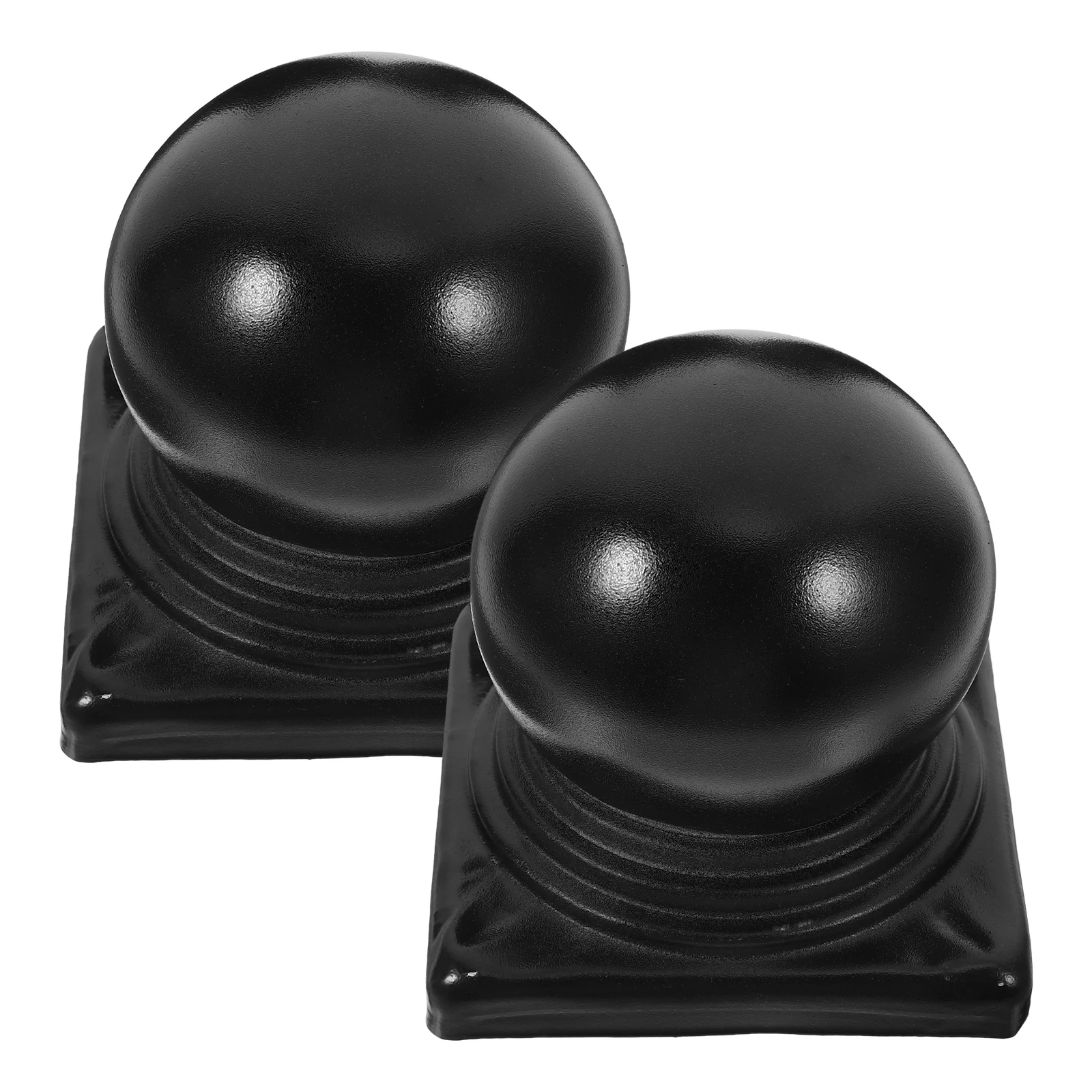 

2 Pcs Black Cap Header Fence Finials Sturdy Metal Garden Iron Ball Topper Post Caps Durable Outdoor Fence Supply Gate Toppers