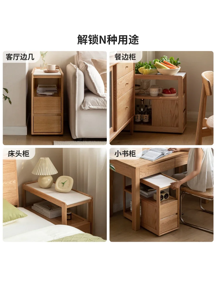 Solid wood sofa side cabinet rock slab side few Nordic small apartment living room corner few