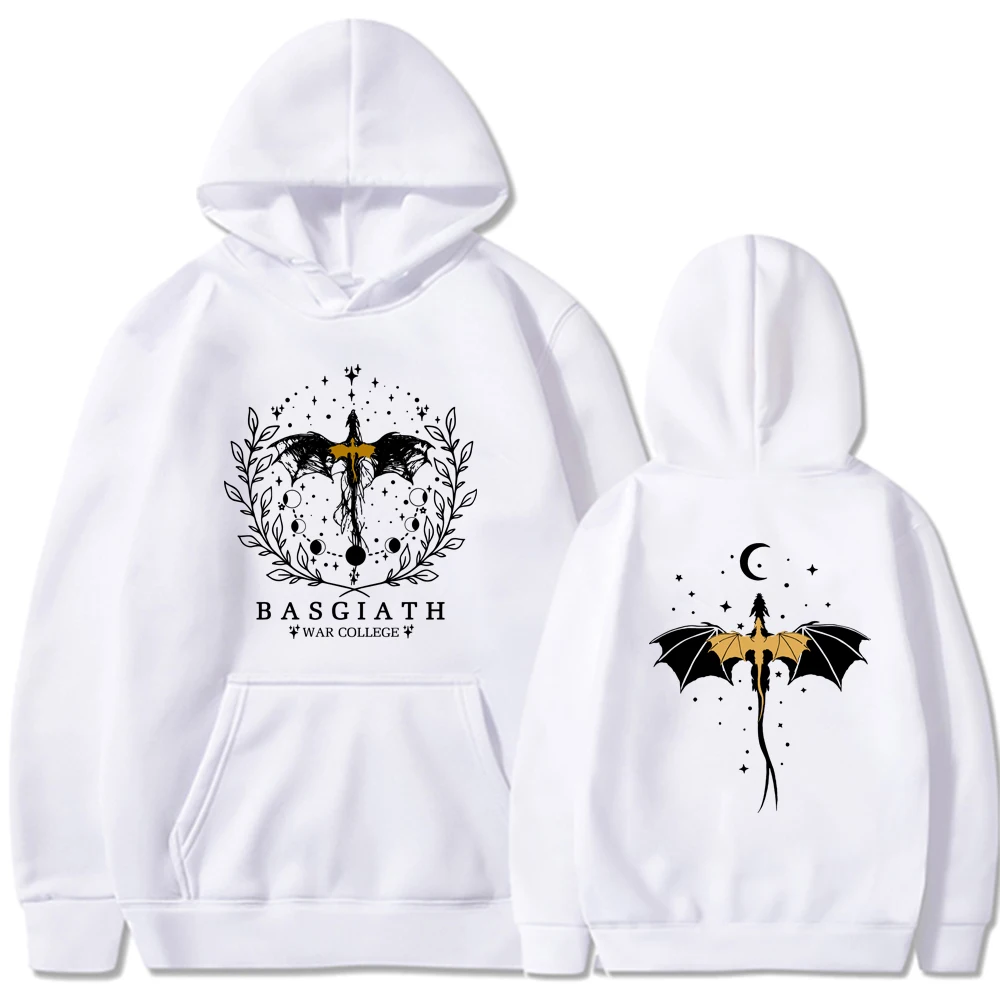 Vintage Basgiath War College Hoodies Fourth Wing Double-Sided Hoodie Women Graphic Hoodies Bookish Sweatshirt Casual Pullovers