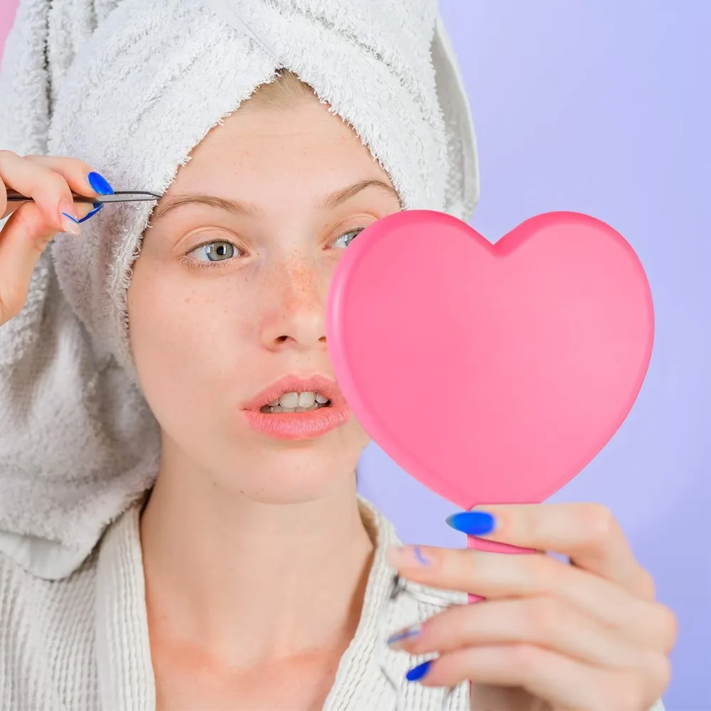 

Heart Mirror, 3 Pcs Held Mirror, Cute Travel Makeup Plastic Heart Shaped Mirrors, Makeup Mirror