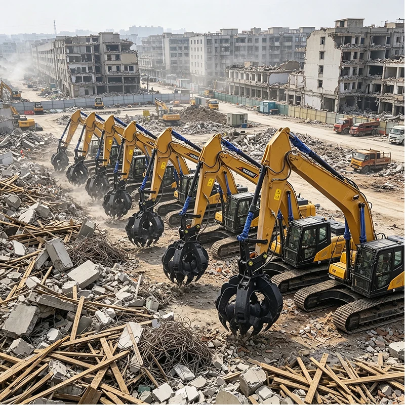 Rotating Hydraulic Orange Peel Grapple Excavator Attachment for Scrap Yard Steel Recycling Construction and Waste Handling