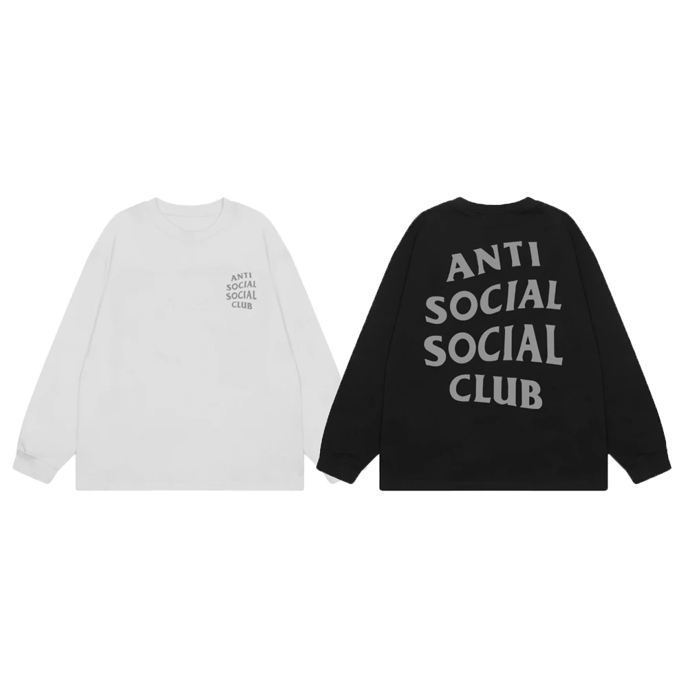 

Классическая футболка ASSC с отражающим логотипом, свободного кроя, с длинным рукавом, из хлопка, молодежная, антибактериальная, всесезонная, в стиле хип-хоп.