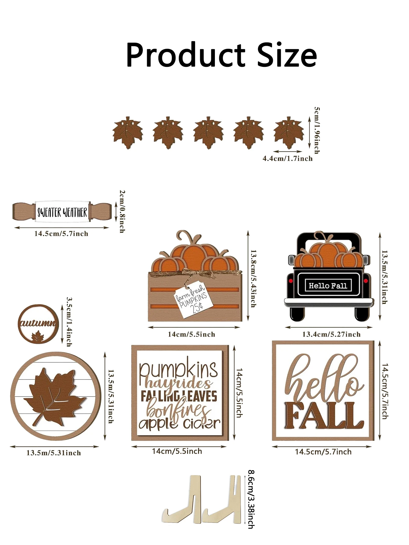 2D Retro Autumn Layered Tray Decor Set - Rustic Farmhouse Hello Fall Pumpkin Truck Maple Leaf Wooden Crafts , Fall Home Decor