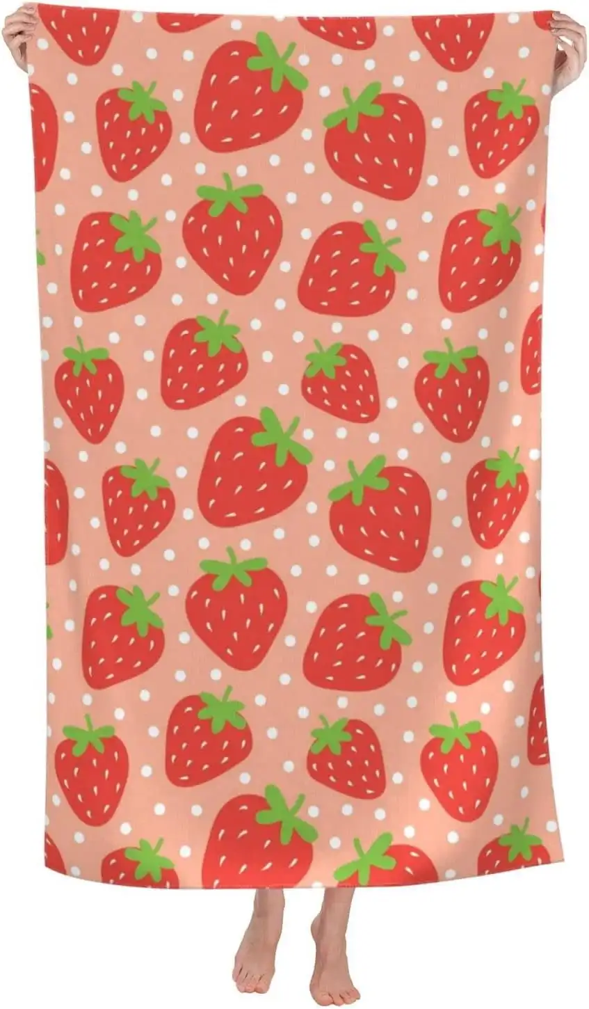 toalhas-de-praia-rosa-com-estampa-de-morango-e-frutas-de-verao-grandes-macias-de-alta-absorcao-e-secagem-rapida