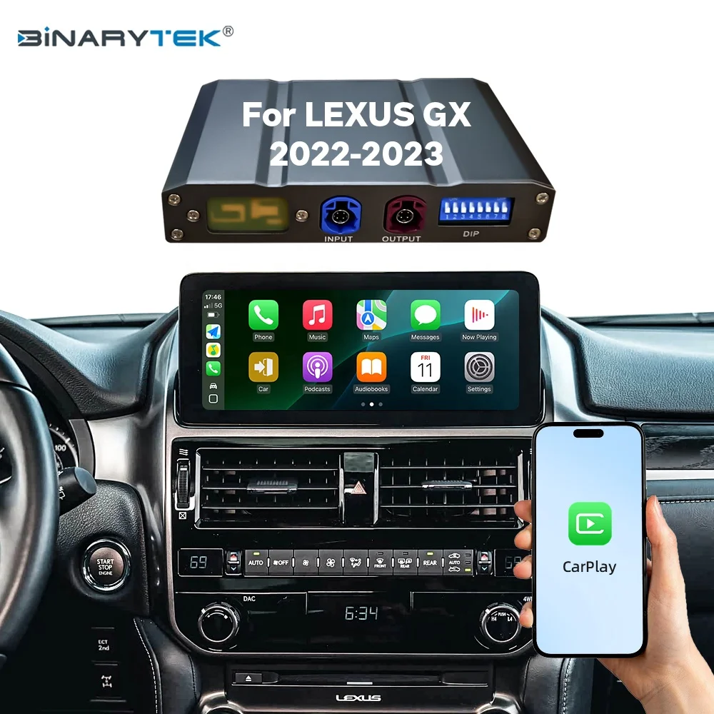 NewFor Lexus GX 2022-2023 Linux Interface Box Wireless CarPlay Android Auto CarPlay Module Decoder Car Radio Binarytek