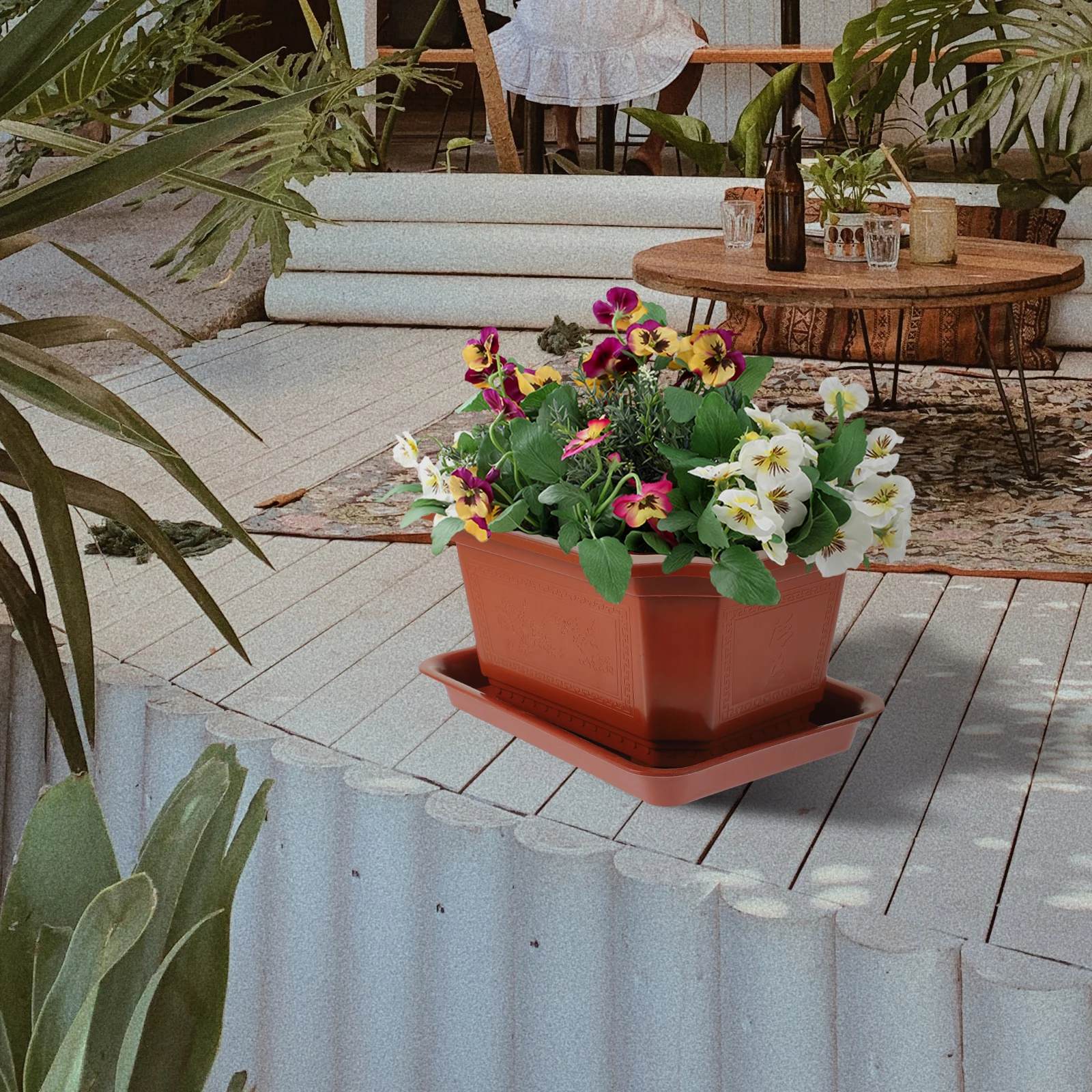 

6 Sets Plastic Flowerpot Bonsai Planters Saucer Planter Pots for Succulent Cactus Balcony Garden Home Office Decor