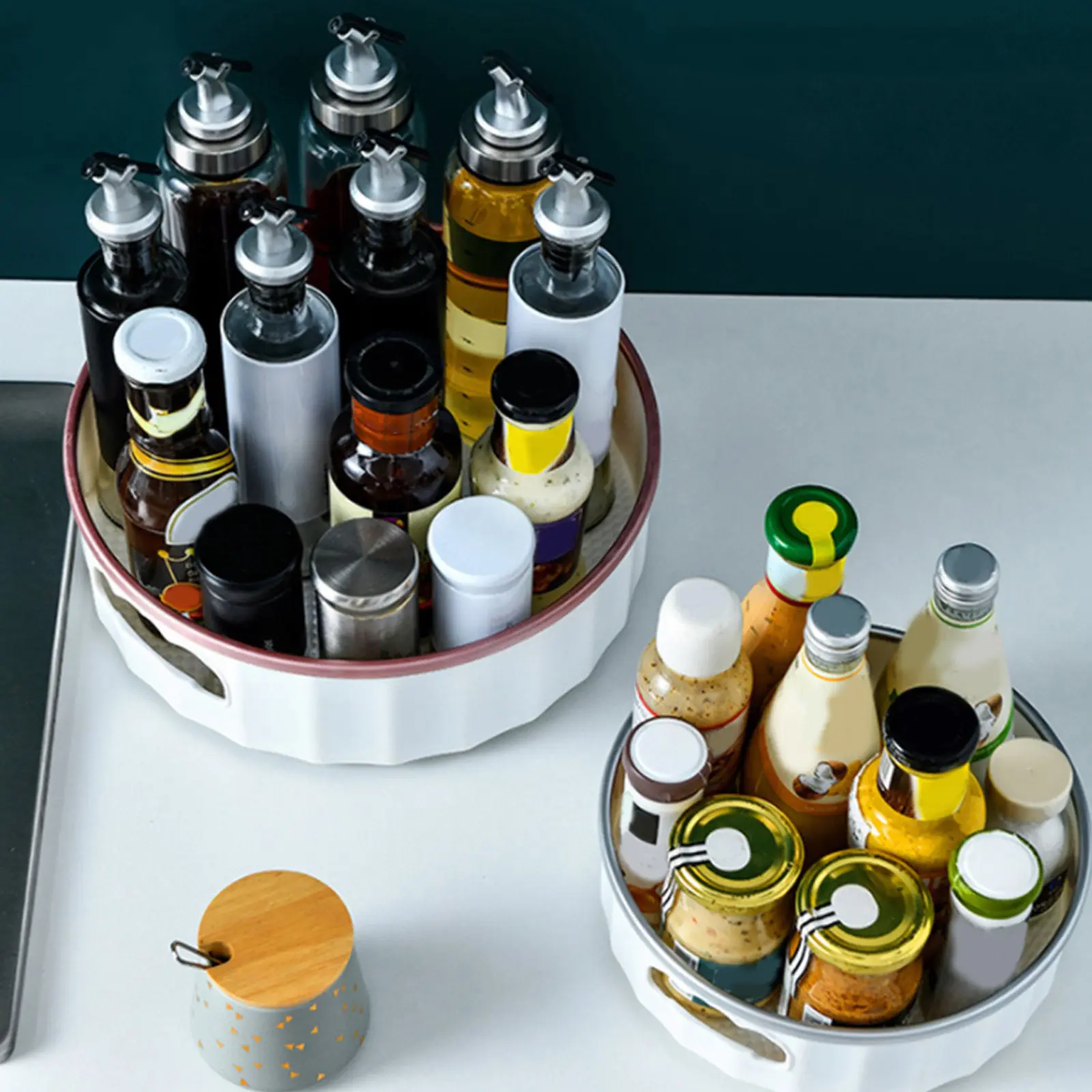 Rotating Storage Tray for Bathroom Bedroom Living Room Cosmetics Skincare Jewelry Lipstick Eyebrow Pencil Organizer Turnable