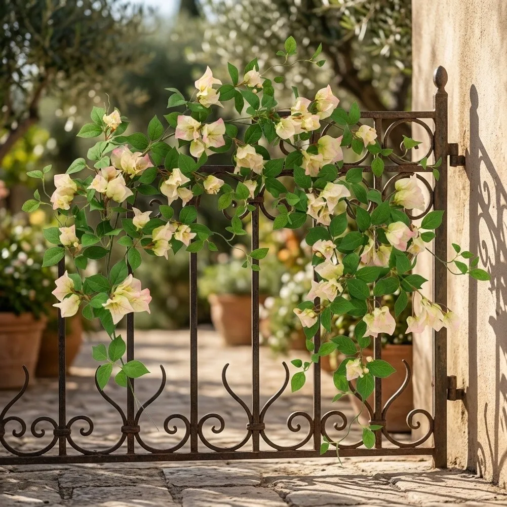 150 cm Bougainvillea Vine Decoration Made of Silk and Plastic for Porch Balcony Garden Wedding Arch and Interior Accent