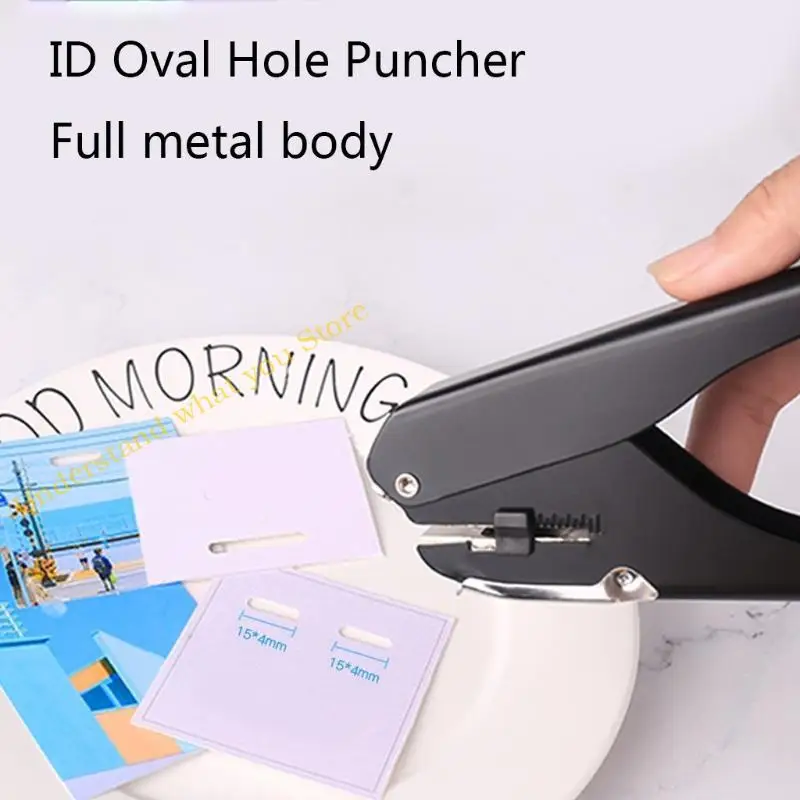 J60A Multifunctional Single Hole Oval Hole Puncher Paper Capacity 10 Sheets with Positioning Ruler Confetti Storage Bin