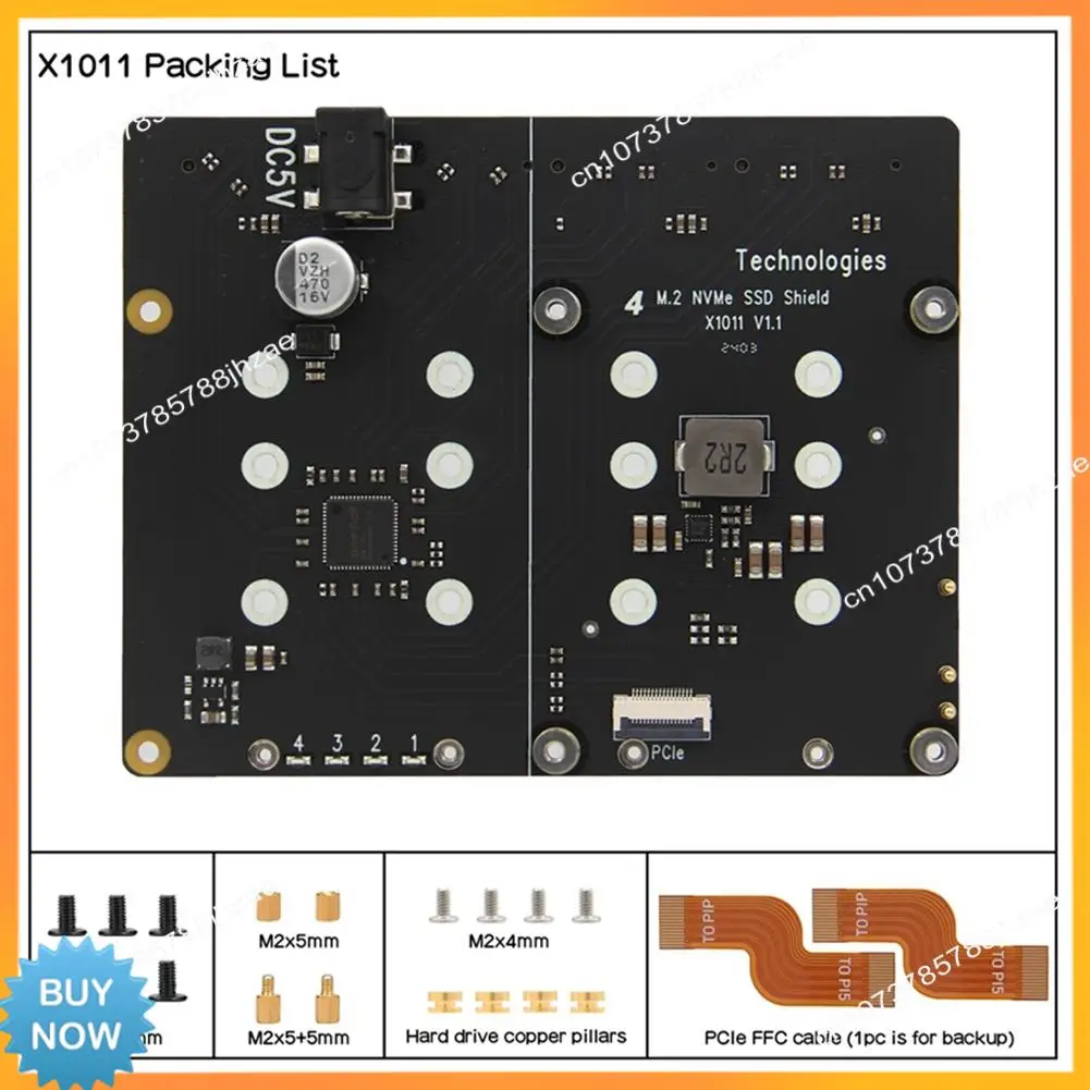 

A10R X1011 PCIE To M.2 NVME SSD Expansion Board For Raspberry Pi 5 Support 4Xssd For 2280/2260/2242/2230 M.2 NVME SSD