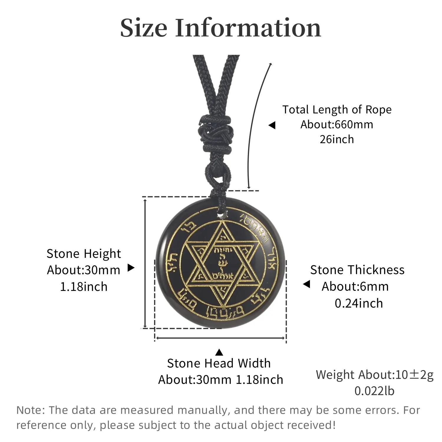 Natural Obsidian Carved Solomon Auspicious Talisman Pendants Lucky Bringing Wealth Love Religious Spirit Belief Jewelry Necklace