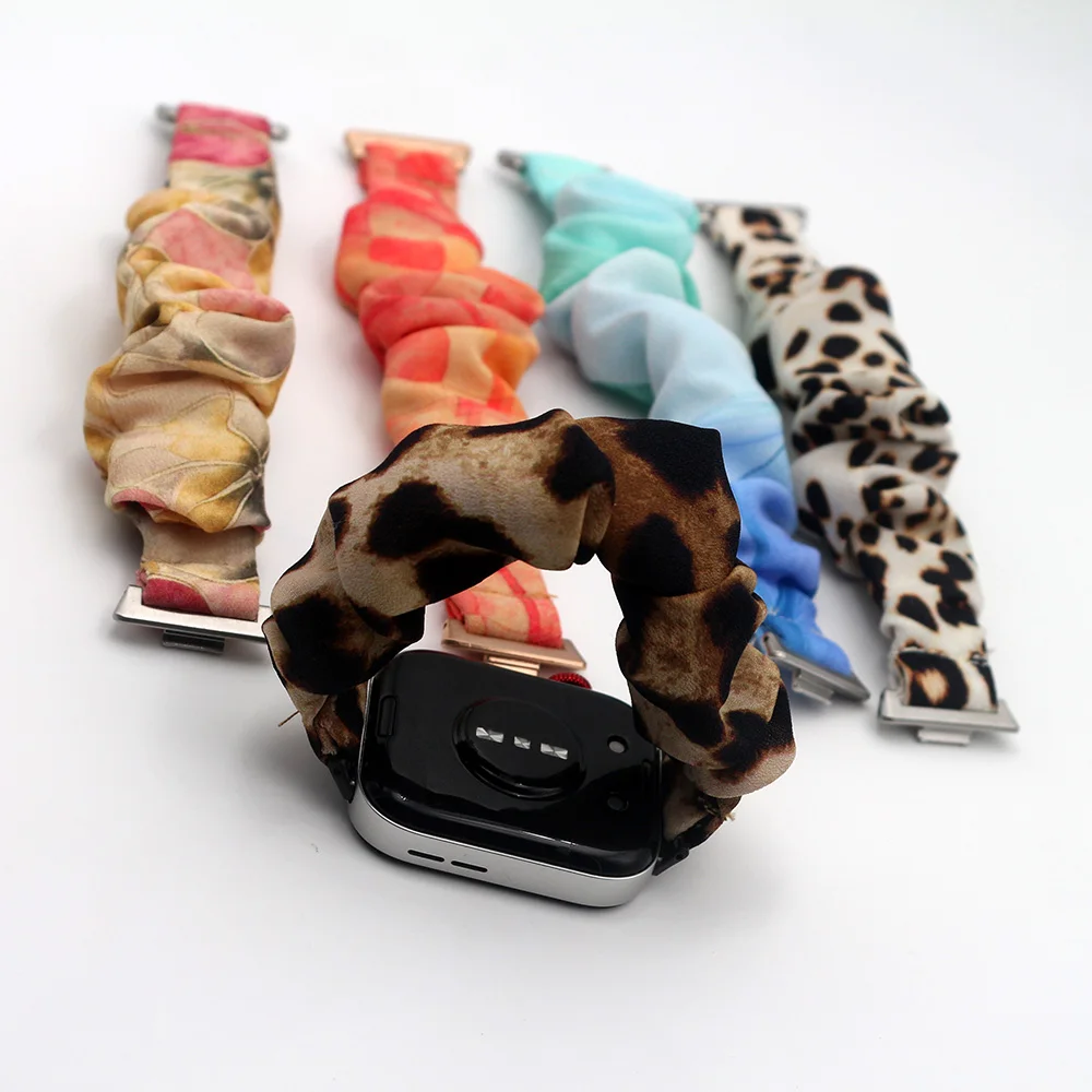Cinturino per orologio con stampa leopardata per Huawei Fit 3/ Fit 4 Pro/ Fit 4 Cinturino di ricambio per smartwatch Bracciale scrunchie in nylon elastico