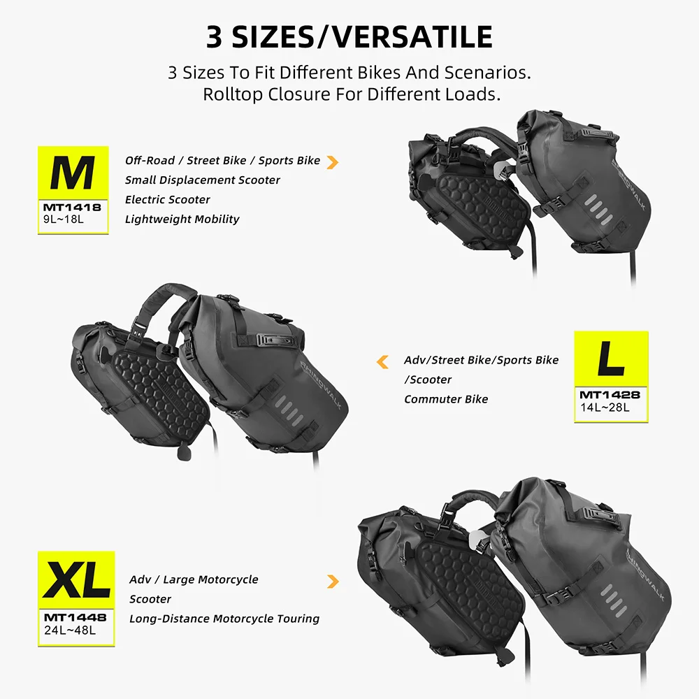وحيد القرن دراجة نارية الجانب حقيبة مقاوم للماء 18L/28L/48L السرج السلة العالمي السفر حقيبة تخزين الأمتعة دراجة نارية الملحقات