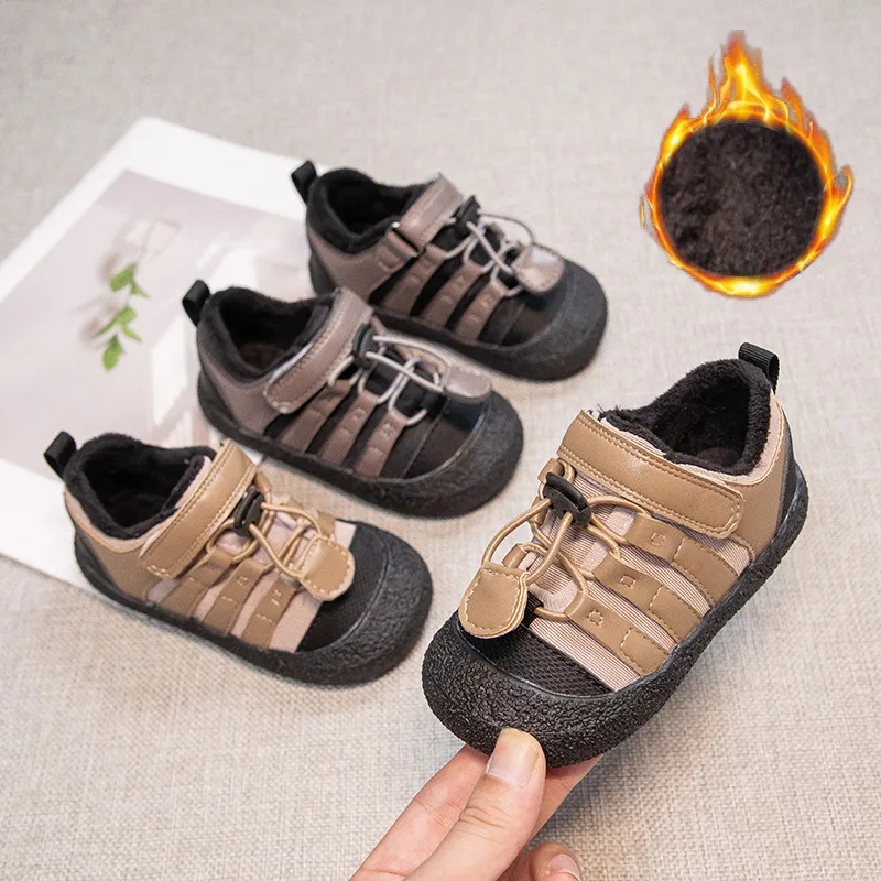 Children's Velvet Casual Sports Shoes 2024 Winter New Boys and Girls Outdoor Hiking Shoes Thermal Cotton Shoes