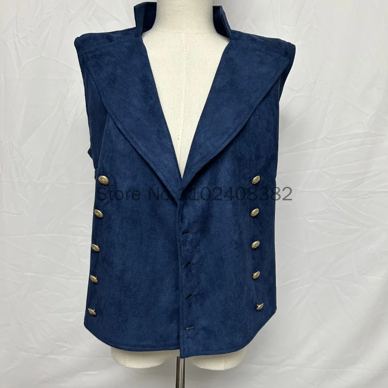 Vintage Red Suede Suit Vest Men  Waistcoat Stand Collar Solid Color Double Breasted Slim-Fit Vest Steampunk Gilet Homme