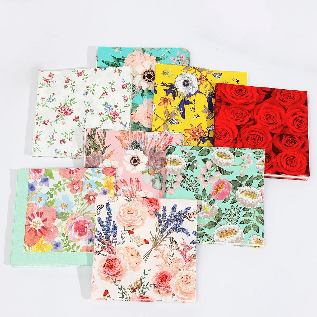 

Ins Style Flower Paper Napkins Table Decorations Art Decoupage Napkin Disposable Birthday Party Serviettes