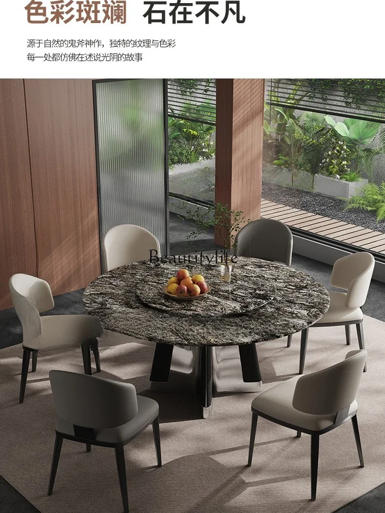 Natural platinum diamond luxury stone dining table light luxury high-end sense natural imported high-end marble dining table