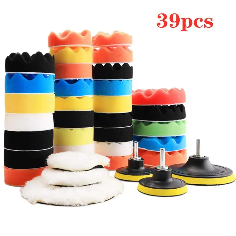 

39pcs Polishing Sponge Pads Kit Wool Sponge Buffing Pads Car Care Polisher Waxing Polishing Set Car Foam Pad Buffer Kit