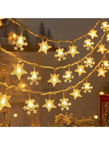 3M 2025 Christmas Decoration for Home Christmas Lights Snowflake String Lights Fairy LED Lamp New Year 2026 Tree Garden Noel 5