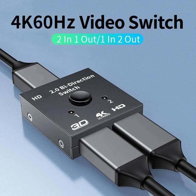 4K Kompatybilny z HDMI 2.0 2-portowy przełącznik 2x1 1x2 KVM Dwukierunkowy przełącznik UHD 2K 4K 3D HD 2 wejście 1 wyjście Rozdzielacz HDMI 4K@60Hz