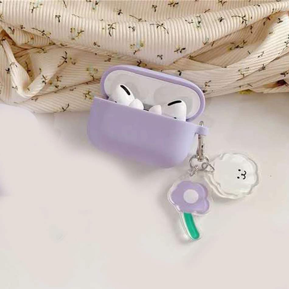 Voor Airpods Pro Case Voor Apple Airpods 1 2 3 Leuke Ruimtevaarder Astronaut Cartoon Luxe Bloem Sleutelhanger Oortelefoon Cover Air pods Pro 3