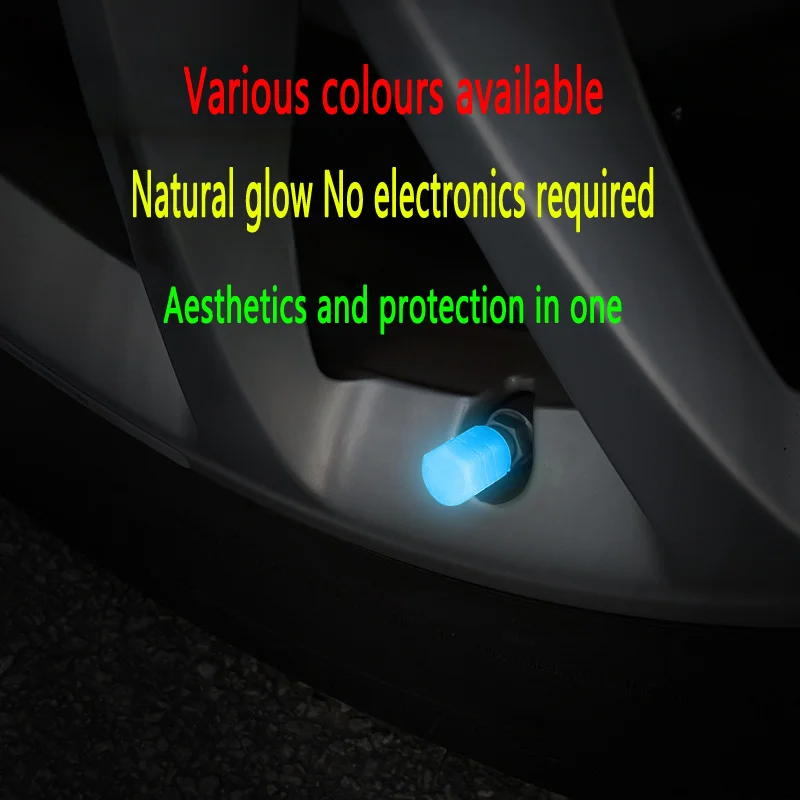 Bicycle Motorcycle Car Glow in The Dark ValvesFluorescent Tire ValvesGlow in The Dark Wheel PlugsTire HubcapsDecorations