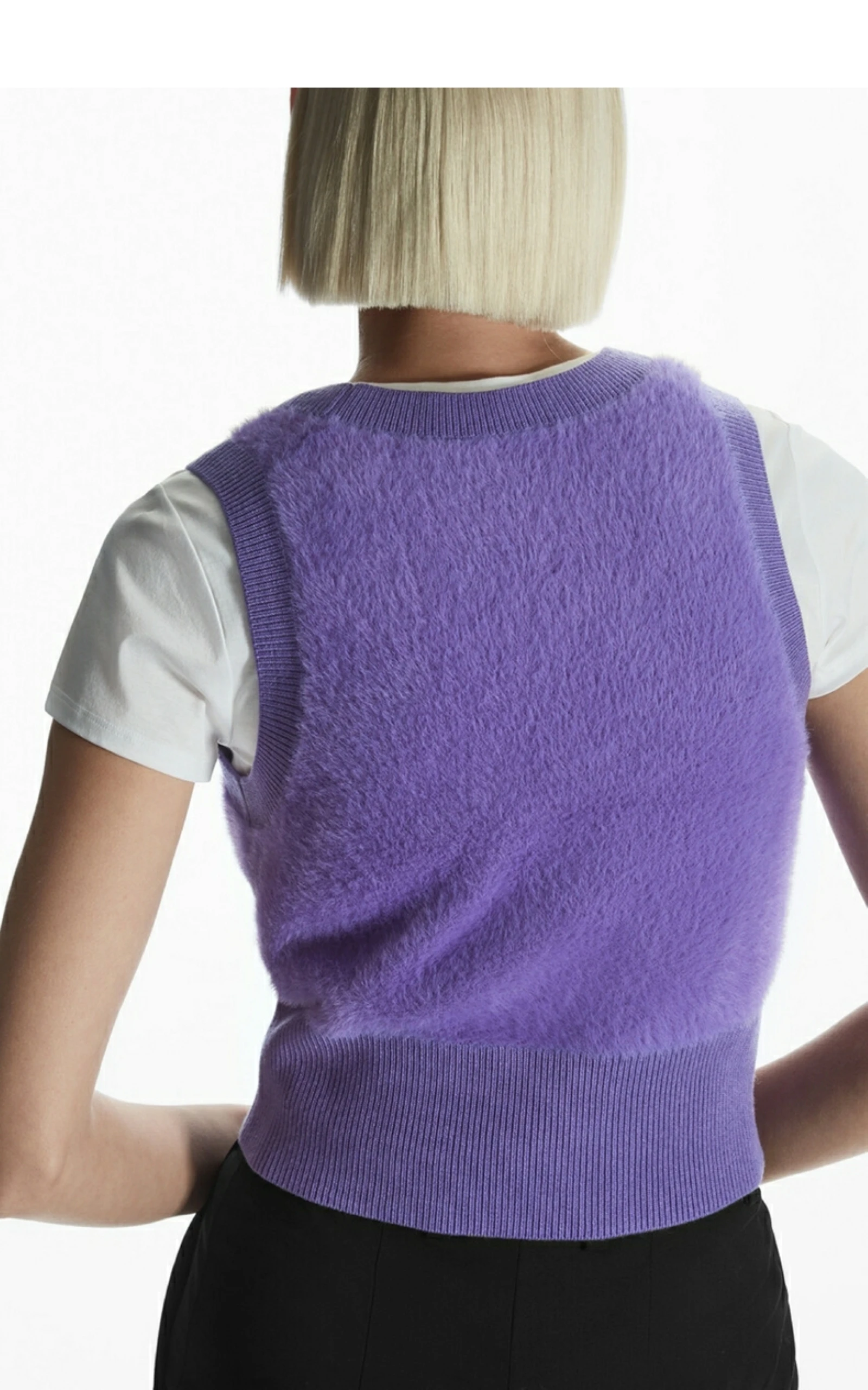 Ethereal MD 2025, потому что осенний новый стиль женской повседневной моды, короткий вязаный жилет в рубчик в стандартном стиле