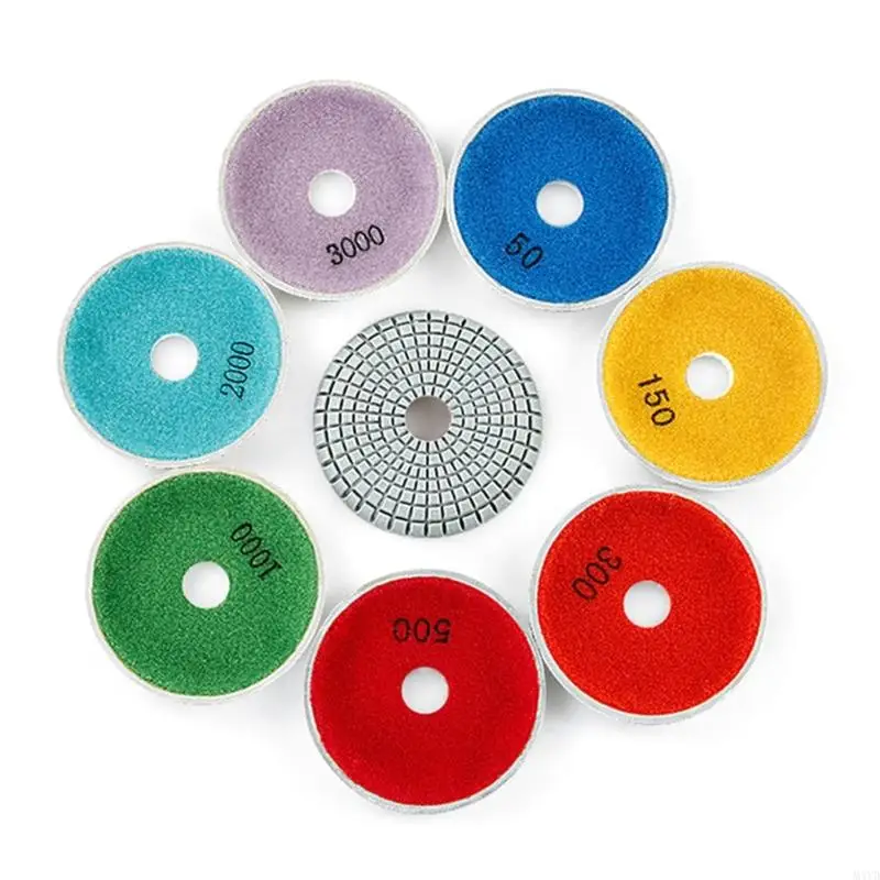7pcs 100 mm tigela metal molhagem molhada almofada mármore telha polimento telha tigela