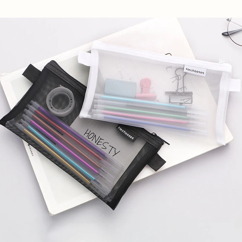 Trousse à Crayons en Maille à Fermeture Éclair, Sac de Rangement Multifonctionnel, Utilisé pour les Cosmétiques, le Maquillage, les Accessoires de Voyage, 1 Pièce