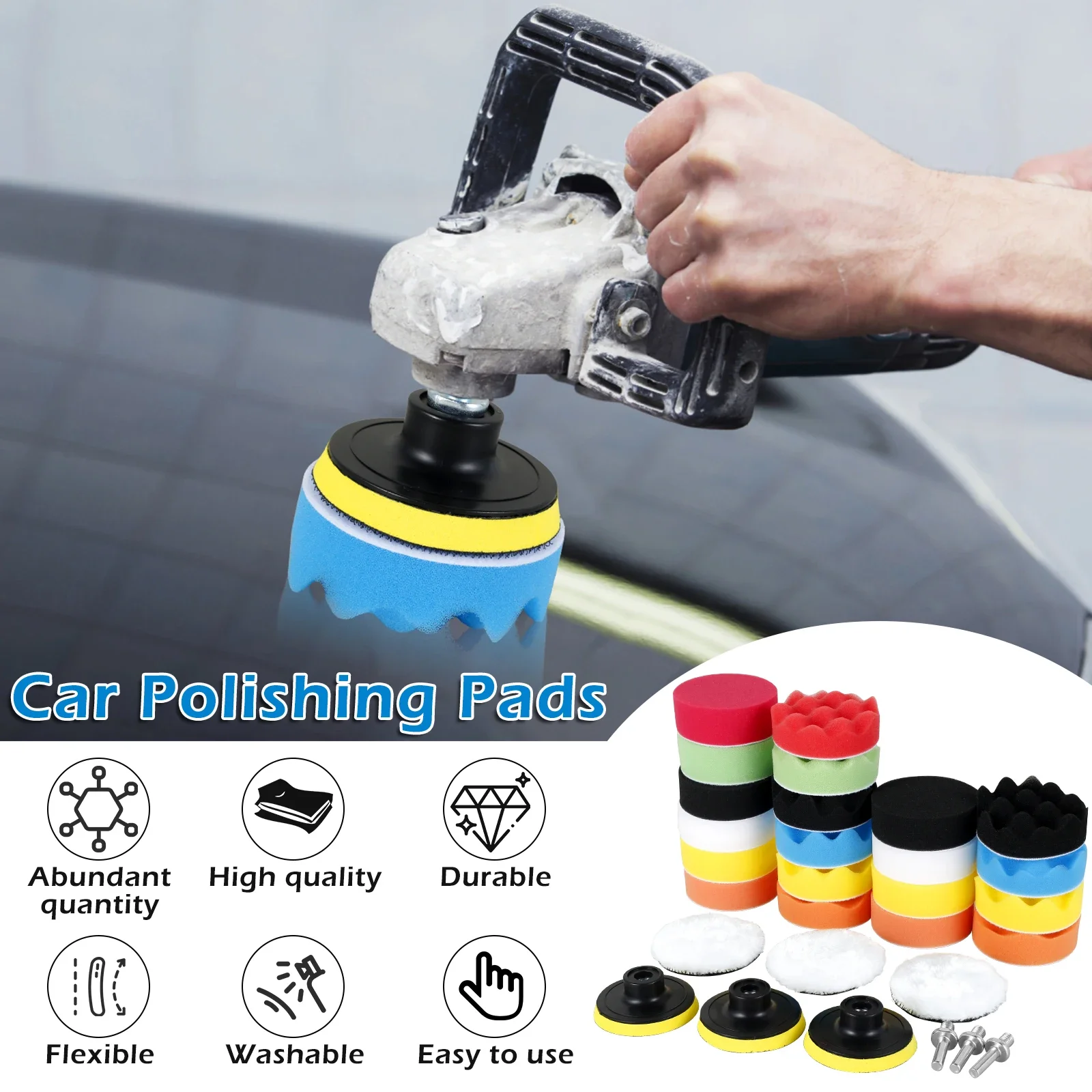 Imagem -02 - Car Polishing Sponge Pads Kit Almofada de Espuma Kit Buffer Machine Wax Pads para Auto Motocicleta Veículo Remove Scratches 29 Pcs