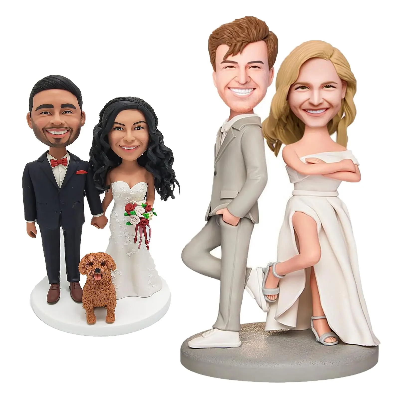 

Custom Bobblehead Wedding Gifts for Couples Personalized Handmade Clay Figurine Groom Bride Statue, Fully Customizable Sculpture