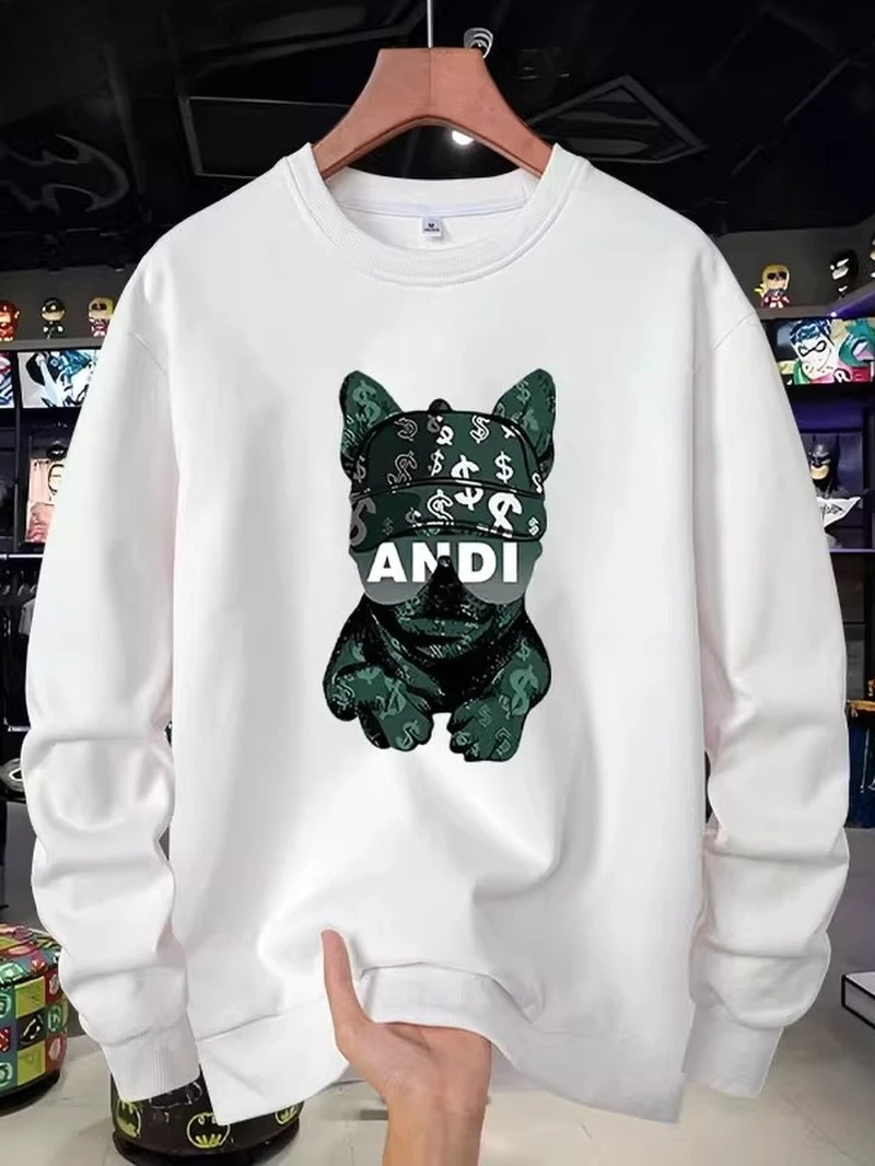 

2025 Autumn and Winter Round-neck Hoodie American Pekingese Dog Print High-end Luxury Is for Both Men and Women Top Y2k