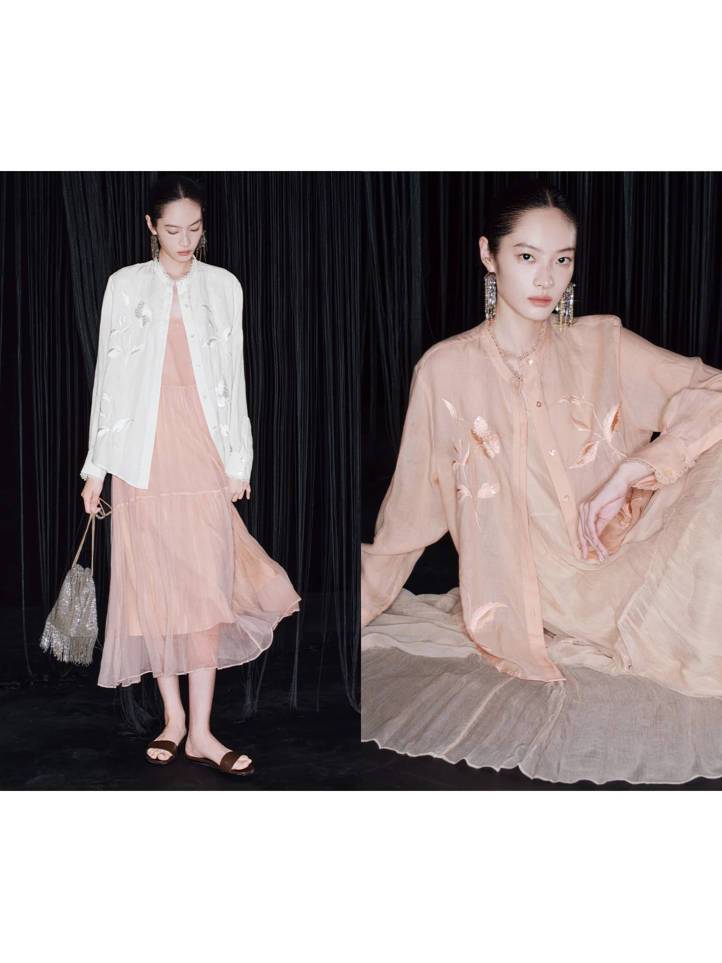 

Cool Sensation Pure Flax Long Sve irt without Collar Summer Commute Sle round Ne Ice Piece Pomelo By034 Women's Fas...