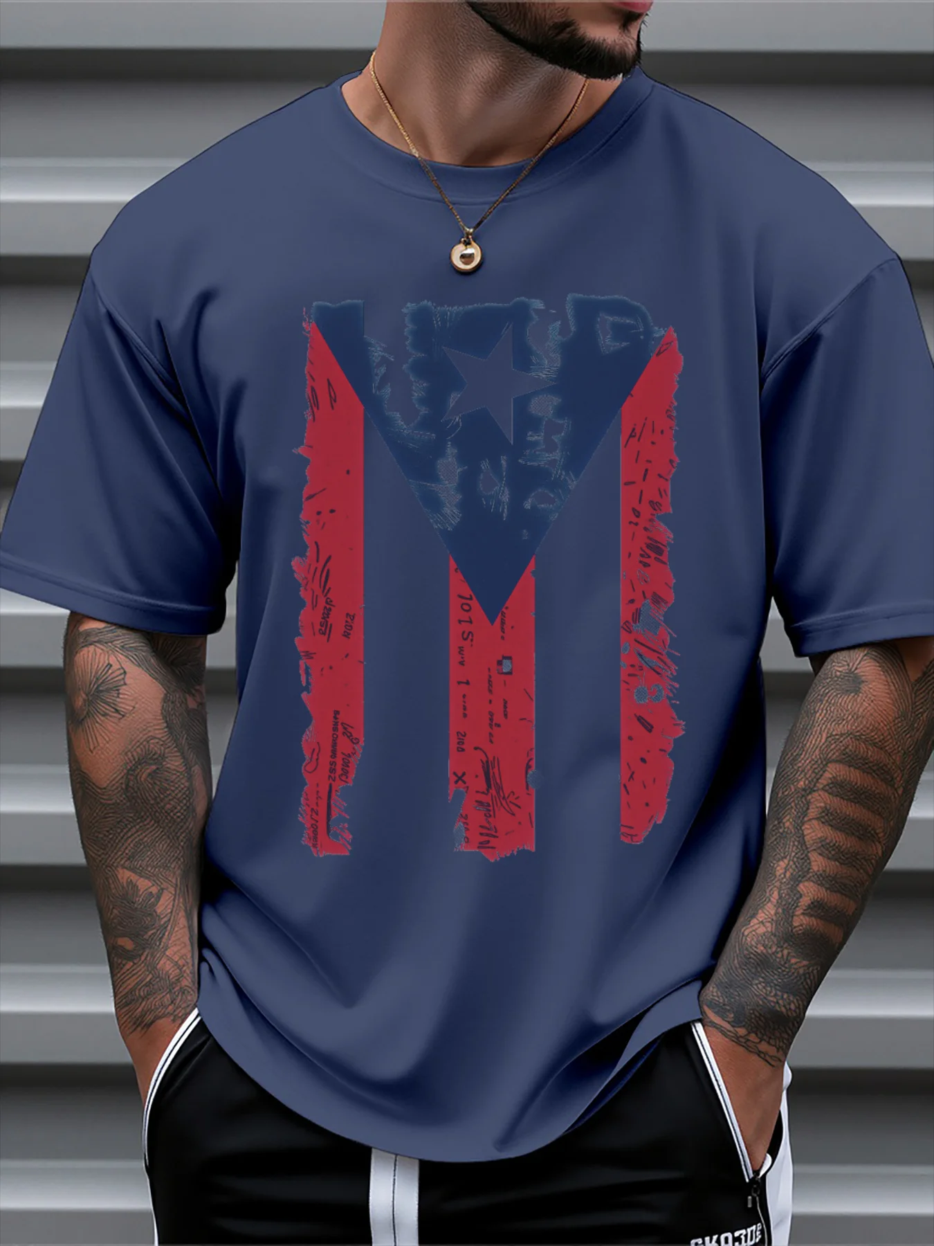 

T Shirt For Man 100% Cotton Summer Puerto Rico flag Print Casual Slim Fit Round Neck Short Sleeved T-shirt Top