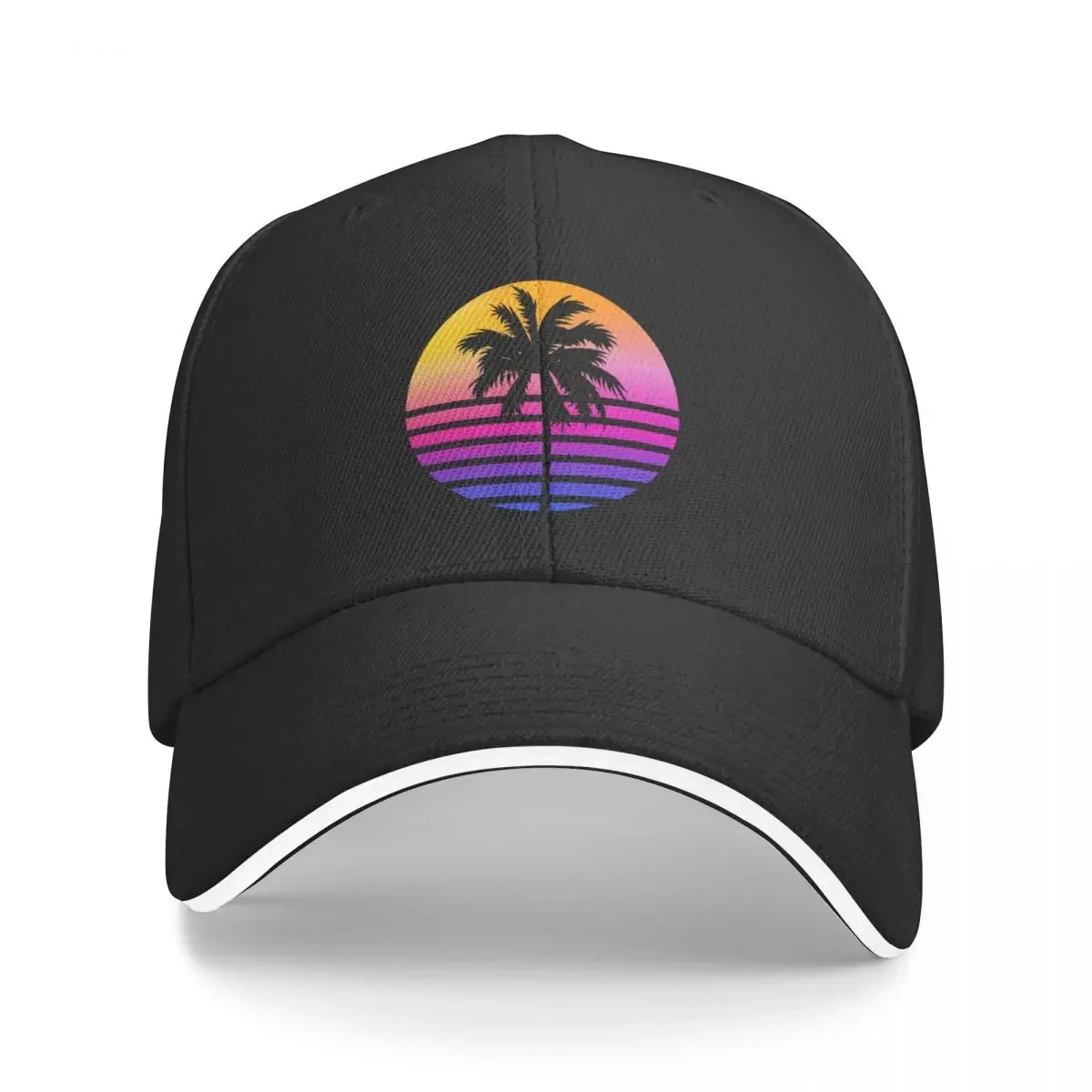 Retro 80s Sunset Palm Tree Aesthetic Baseball Cap Hip Hop Hat Luxury Brand Luxury Woman Men's