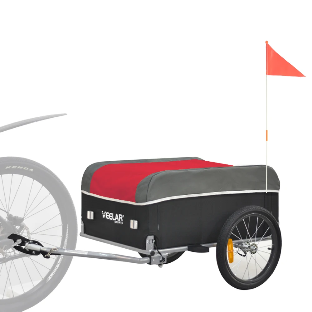 Foldable Bike Cargo Trailer Bicycle  Wagon  w/Hitch, 16'' Wheels, 110 lbs Max Load - Black